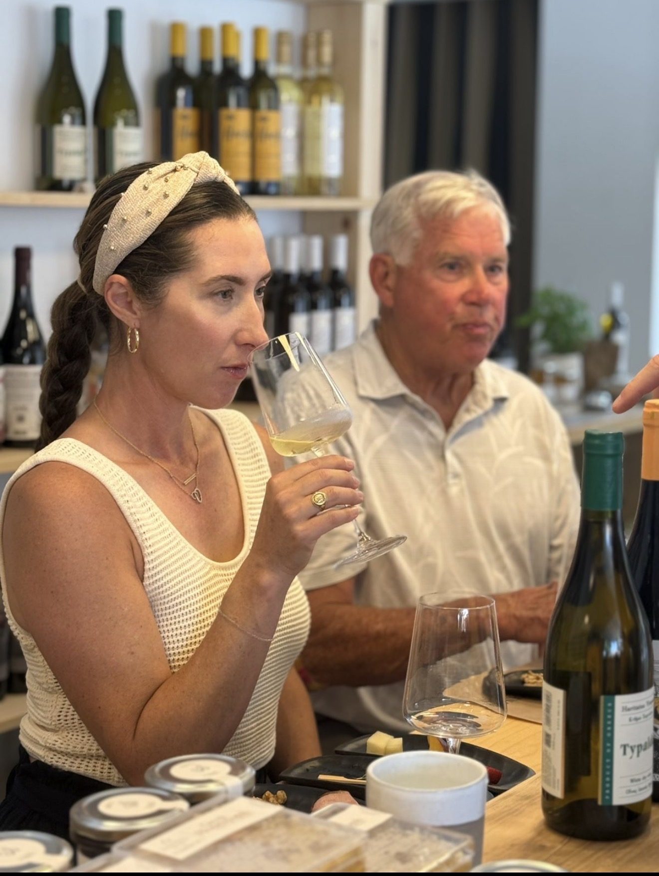 Guests tasting red wine